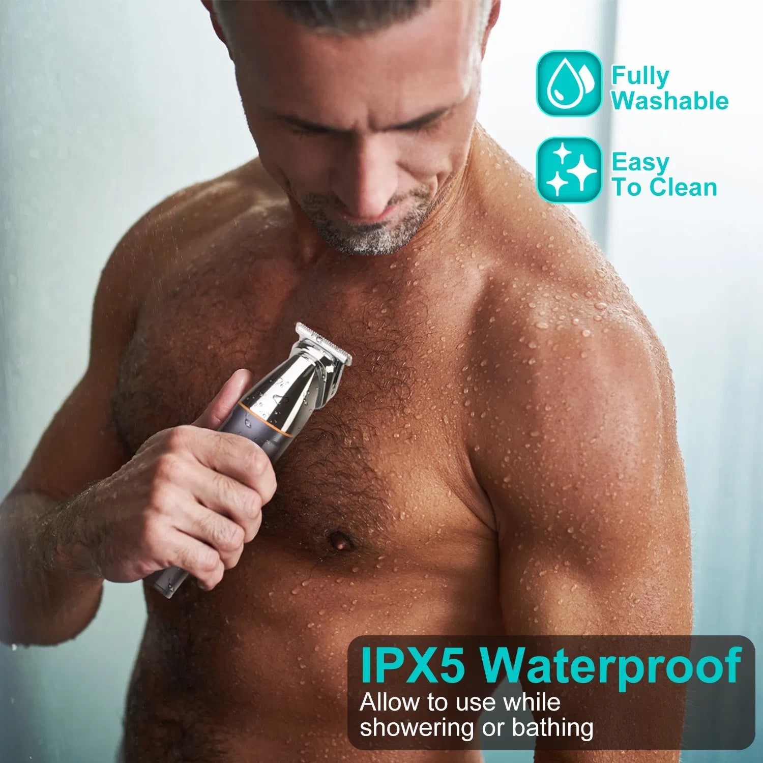 All In One Beard Trimmer For Men With 5 Trimmer Heads IPX5 Waterproof Electric Razor For Face Nose Body Beard Cordless Hair Shaver Clipper Grooming Kit For Men Husband Father